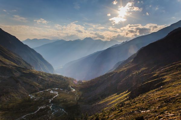 sunlight, landscape, mountains, lake, nature, reflection