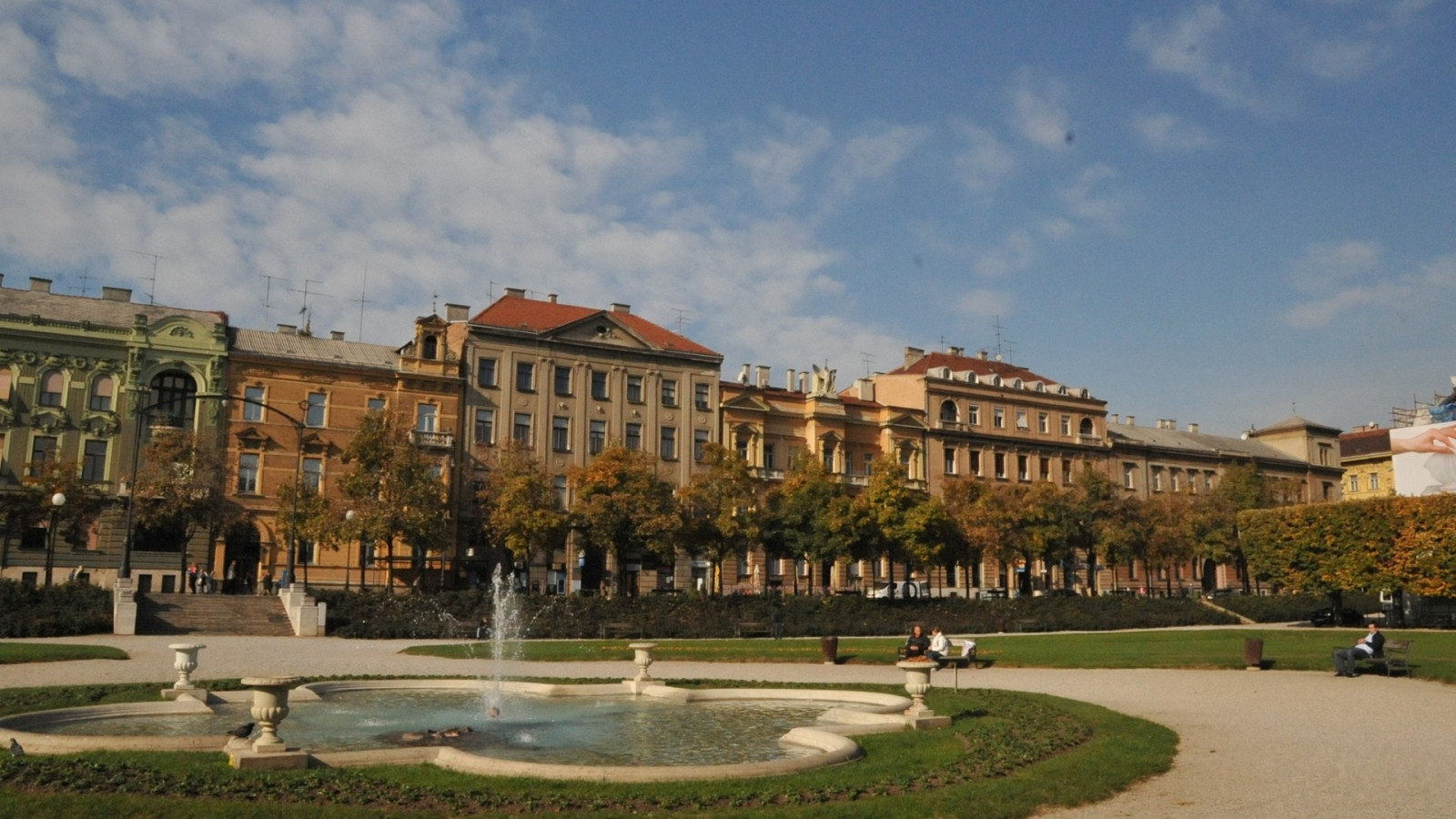 podzim, město, panoráma města, park, město, Evropa, náměstí, Chorvatsko, palác, zámek, majetek, náměstí, mezník, lidské osídlení, sousedství, Záhřeb fontána