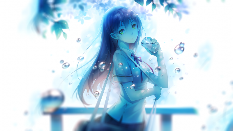 ilustrace, anime, anime dívky, Původní znaky, voda, školní uniforma ilustrace, anime, anime dívky, Původní znaky, voda, školní uniforma
