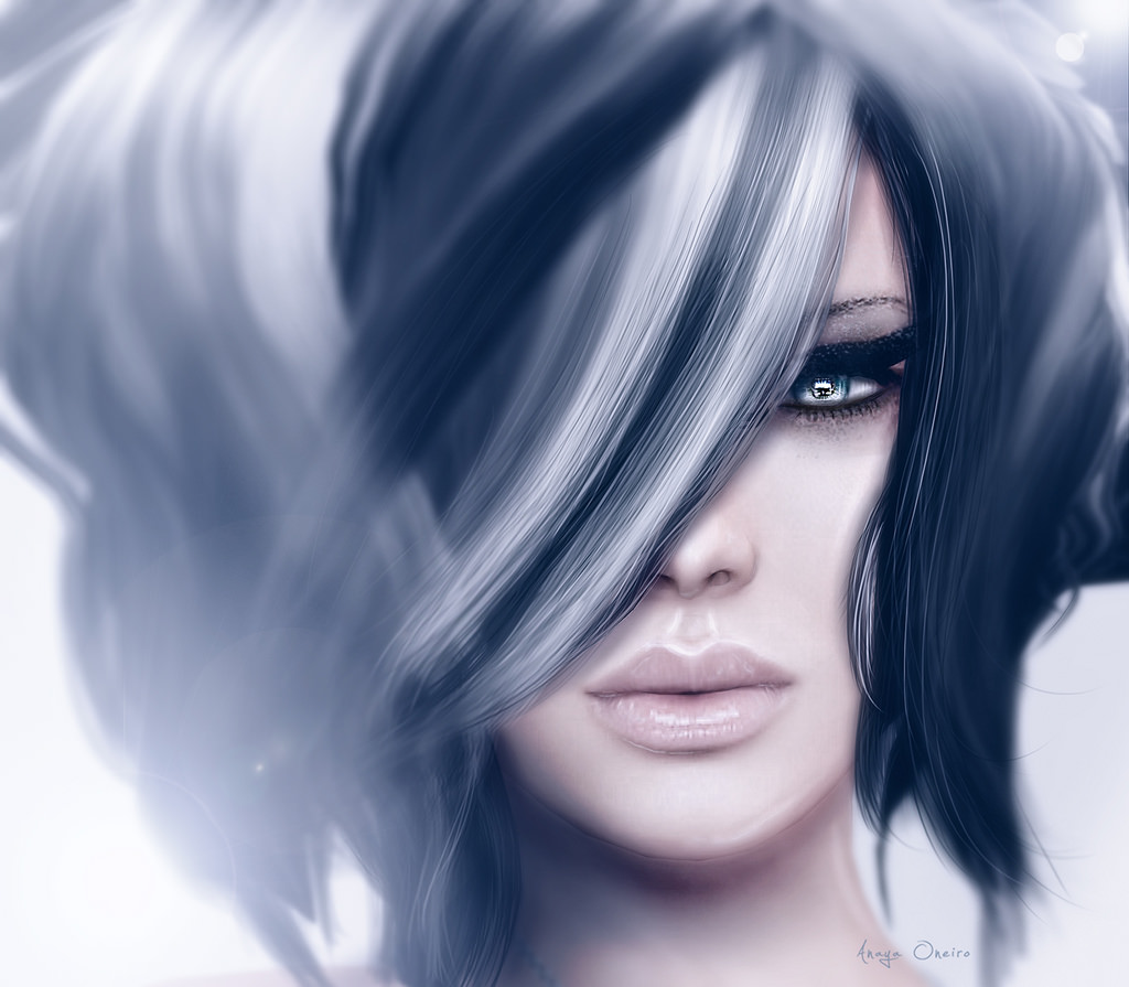 portrét, krása, dívej se, detailní, ženský, digitální, oči, SL, druhý život, Duše, Kontakt, pohled