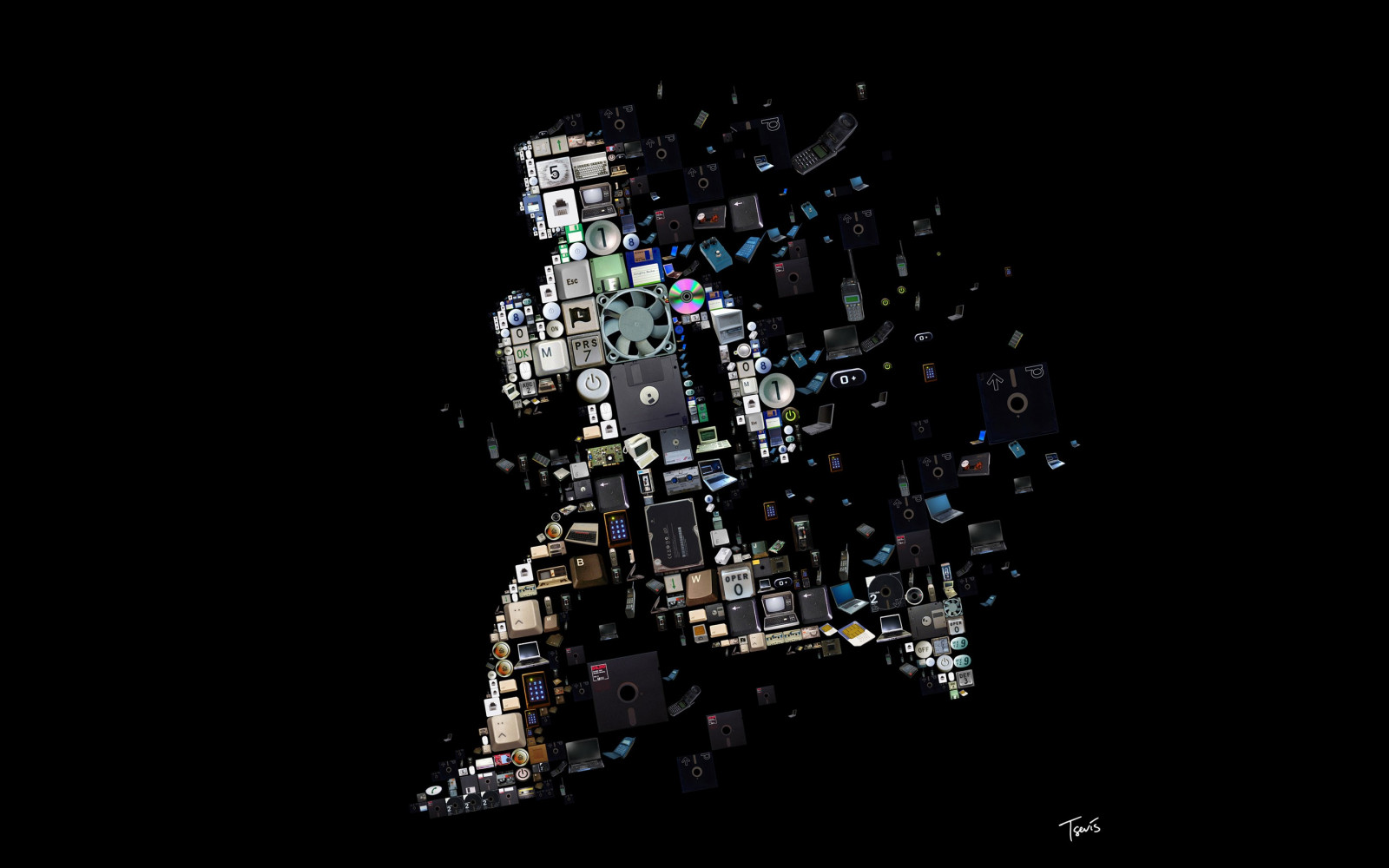 muži, digitální umění, černé pozadí, noc, prostor, čísla, jednoduchý, počítač, monitor, technika, dopis, fantazie, laptop, telefon, klávesnice, kompaktní disk, běh, Základní desky, fanoušci, disketa, tma, Snímek obrazovky, počítač tapeta