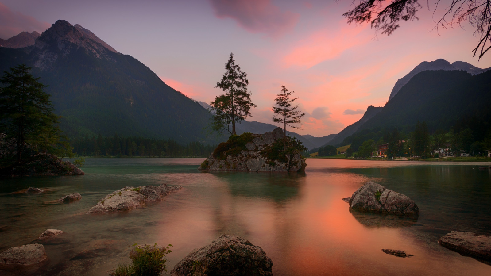 nature, water, sky, trees, lake