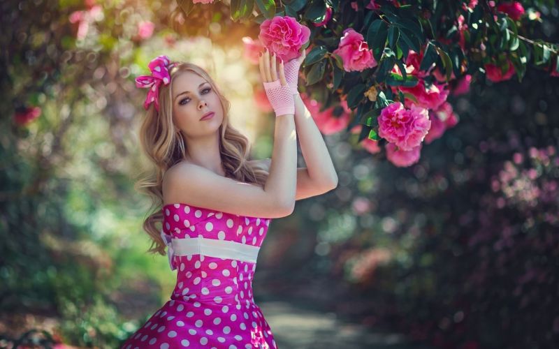 women, model, blonde, flowers, photography, dress women, model, blonde, flowers, photography, dress