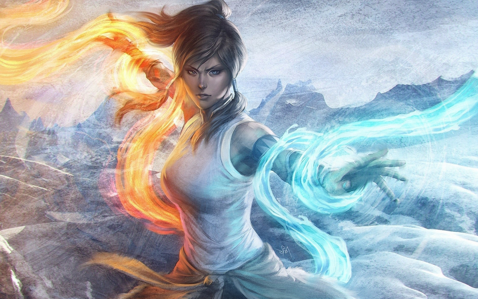 drawing, illustration, digital art, anime, elements, The Legend of Korra, Korra, mythology, Artgerm, Stanley Lau, 1920x1200 px, computer wallpaper, fictional character, mythical creature