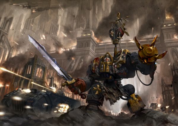 Warhammer 40 000, Black Templars, soldier, mech, screenshot, warlord