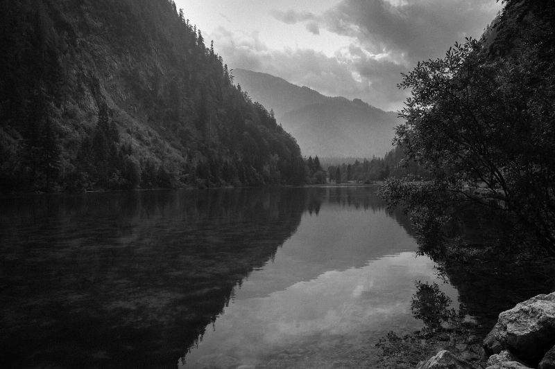 Příroda, odraz, voda, nebe, Černý a bílý, divočina