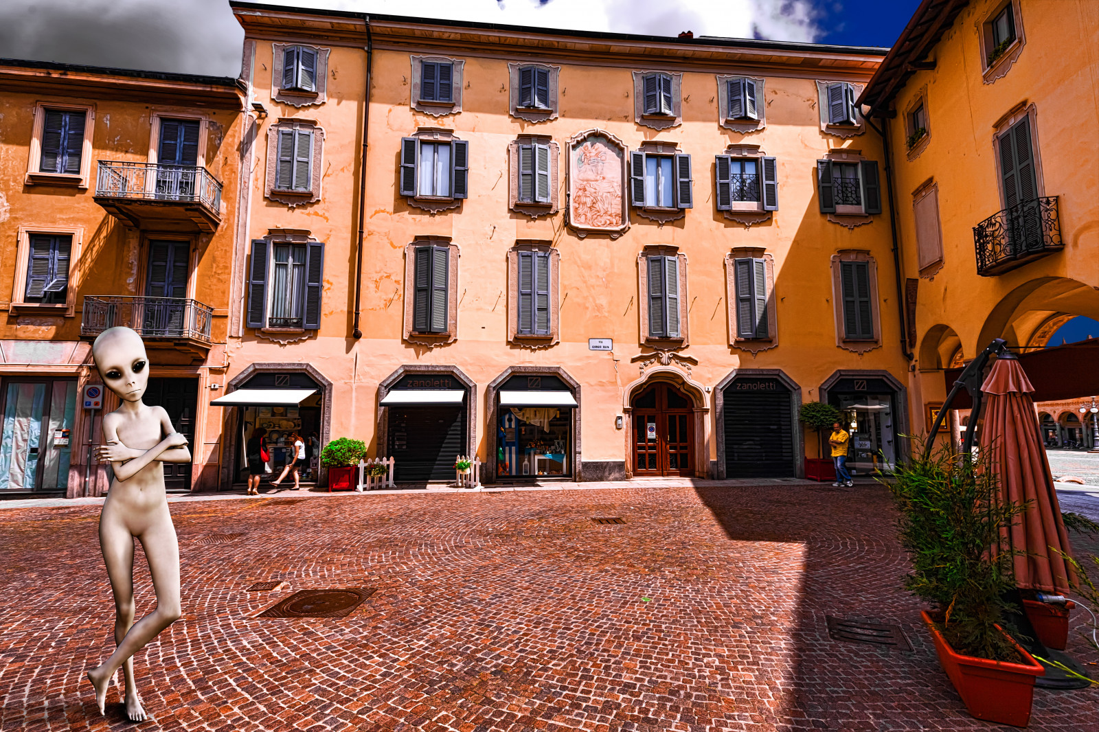 marcotrovo, HDR, canoneos5d, Vigevano, Pavia, Italia, Itálie, město, citta, Strade, ulice, pouzdro, Dům, palazzi, budova, mimozemšťan, fantazie