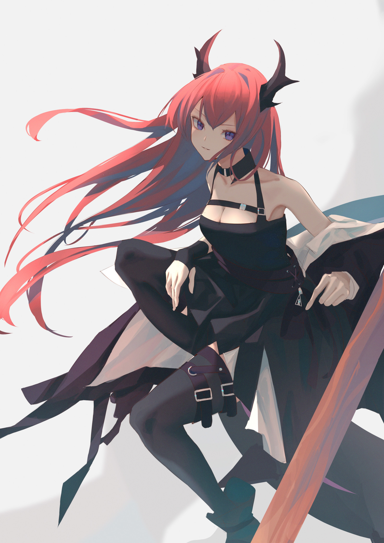 displeje na výšku, anime dívky, Arknights, 7ife, ryšavý, růžky