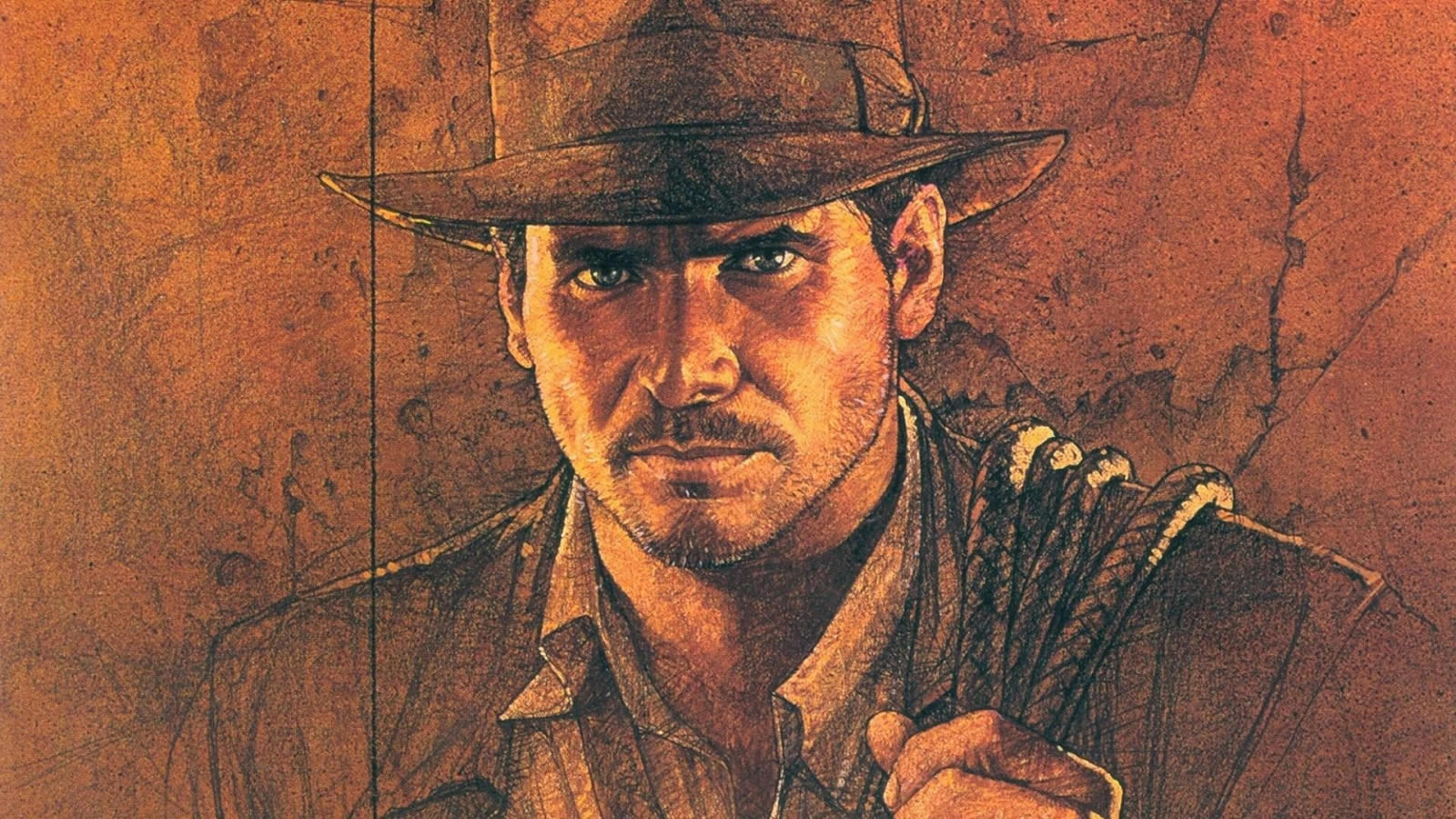 tegning, maleri, illustration, portræt, film, Harrison Ford, Indiana Jones, skitse