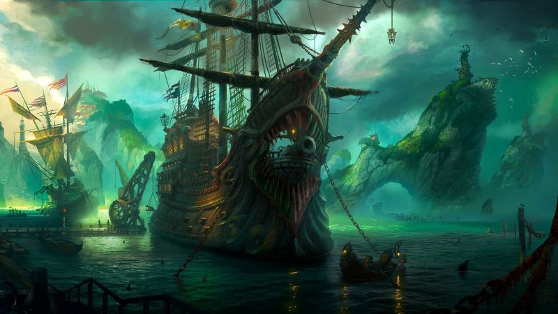 Fantasiekunst, League of Legends, Mythologie, Geisterschiff, Bilgewasser, Bildschirmfoto Fantasiekunst, League of Legends, Mythologie, Geisterschiff, Bilgewasser, Bildschirmfoto