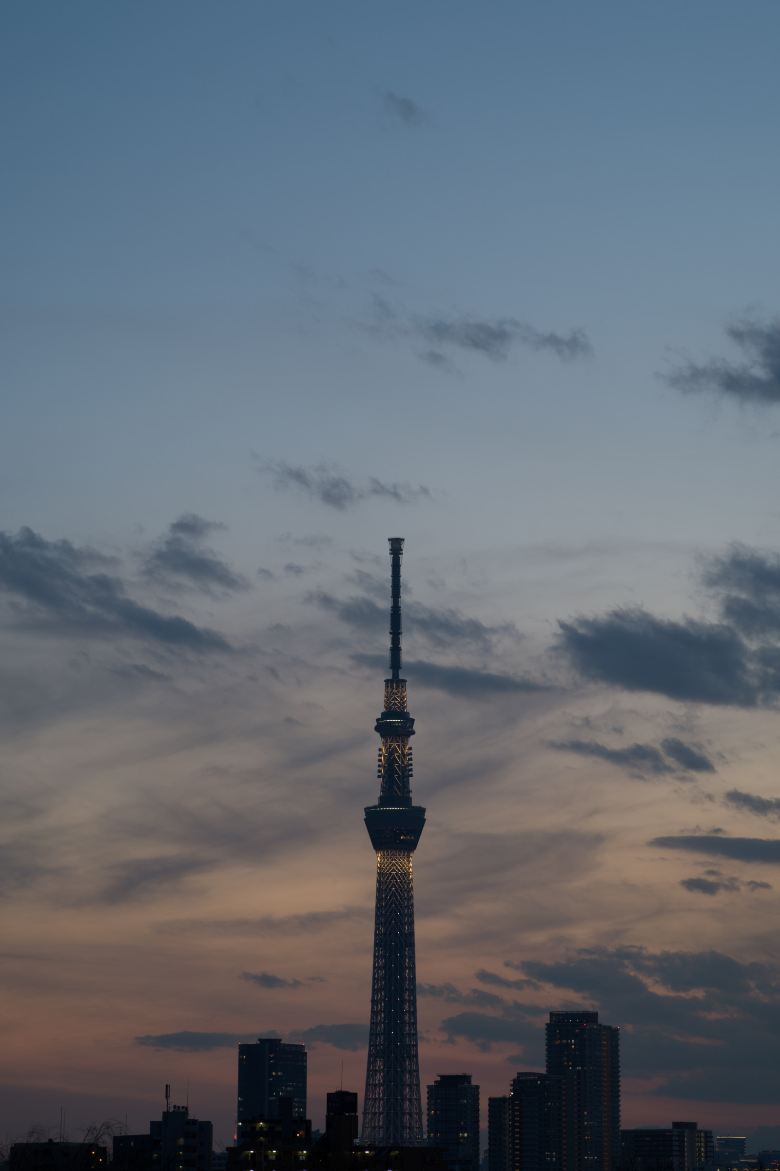 Japan, solnedgang, by, bybilledet, nat, arkitektur, himmel, skyline, skyskraber, aften, morgen, tårn, horisont, Nikon, skumring, Tokyo, Jp, Skytree, Sky, NIKKOR, daggry, belyst, belysning, milepæl, Tokyo Skytree, afs105mmf14eed, afsnikkor105mmf14eed, df, Miyabi, atmosfærisk fænomen, atmosfære af jord, menneskelig bosættelse