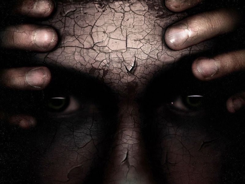 tvář, Černá, hrůza, hlava, pusa, emoce