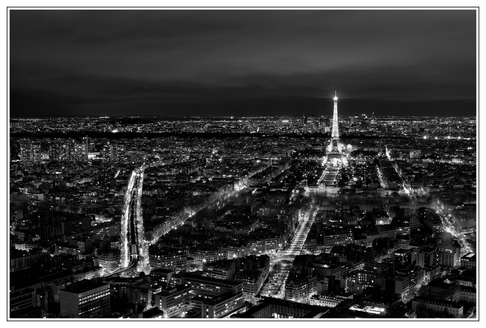 longexposure, Černý a bílý, Paříž, Francie, Mono, panoráma města, Eiffelova věž, parisatnight, fa31mmf18, Iamcharlie, pentaxk5ii, parisfromthetopofmontparnassetower, Ikbencharlie, jesuischarlie