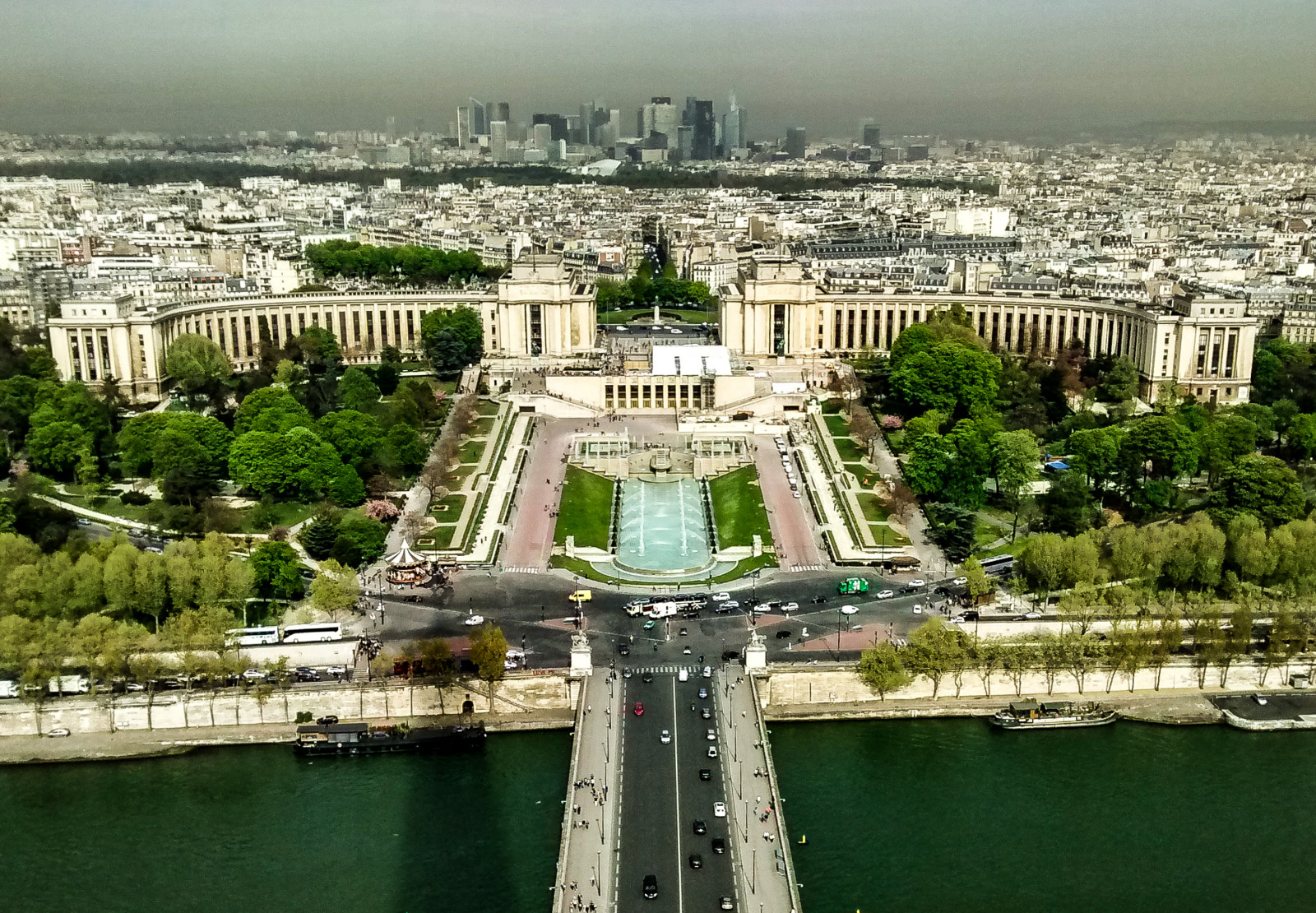Paříž, Francie, Seine, řeka, Frankreich, Eiffelova věž, Kati, Fluss, Eiffelturm, La Défense, Katharina, cityview, Trocadero, 2015, stadtblick, motorolamotog