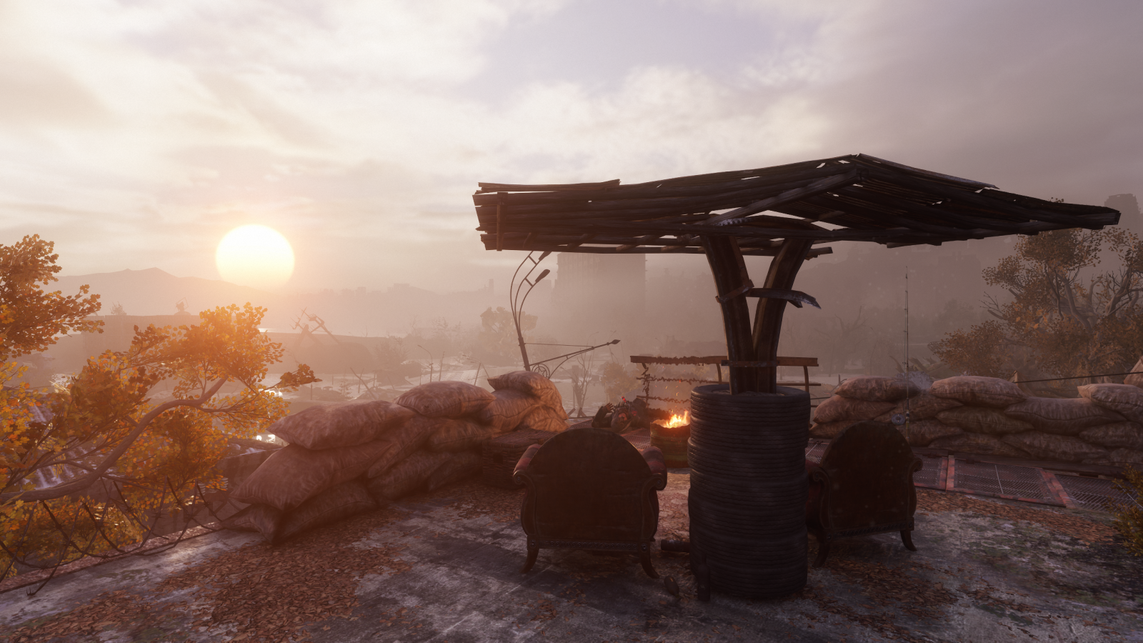 Sky, himmel, atmosfære, økoregion, lys, træ, solnedgang, landskab, solopgang, træ, skumring, bjergrige landskabsformer, Tints and shades, varme, horisont, bakke, tåge, tåge, vinter, Fryser, dis, aften, lens flare, tag, jord, torii, himmellegeme, nat, græs, by, bjerg, røg, metal, daggry, pc spil, klippe, ocean