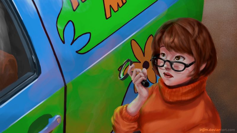 ilustrace, Scooby Doo, Velma Dinkley, UMĚNÍ, nástěnná malba, barva ilustrace, Scooby Doo, Velma Dinkley, UMĚNÍ, nástěnná malba, barva