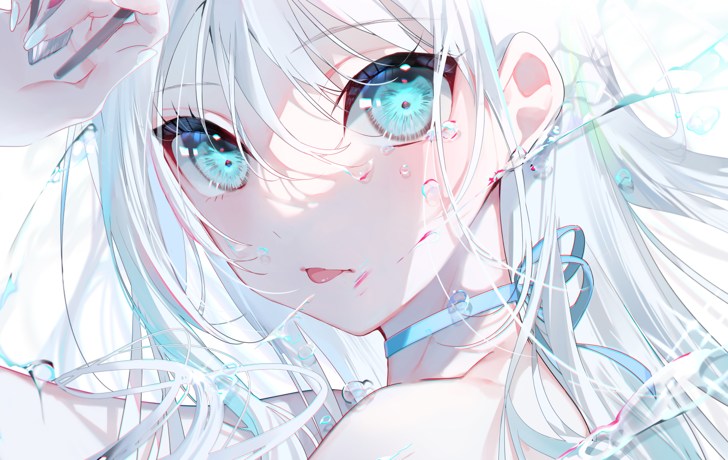 Wallpaper : anime girls, tongue out, long hair, looking at viewer ...