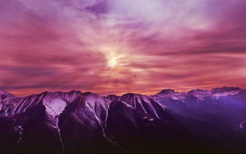luce del sole, montagne, tramonto, cielo, natura, viola luce del sole, montagne, tramonto, cielo, natura, viola