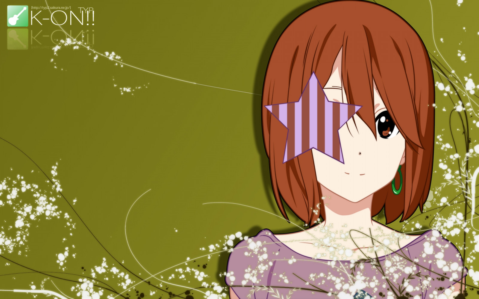 ilustrace, anime, bruneta, kreslená pohádka, K ON, Hirasawa Yui, dívka, Pozadí, hvězda, Snímek obrazovky, mangaka