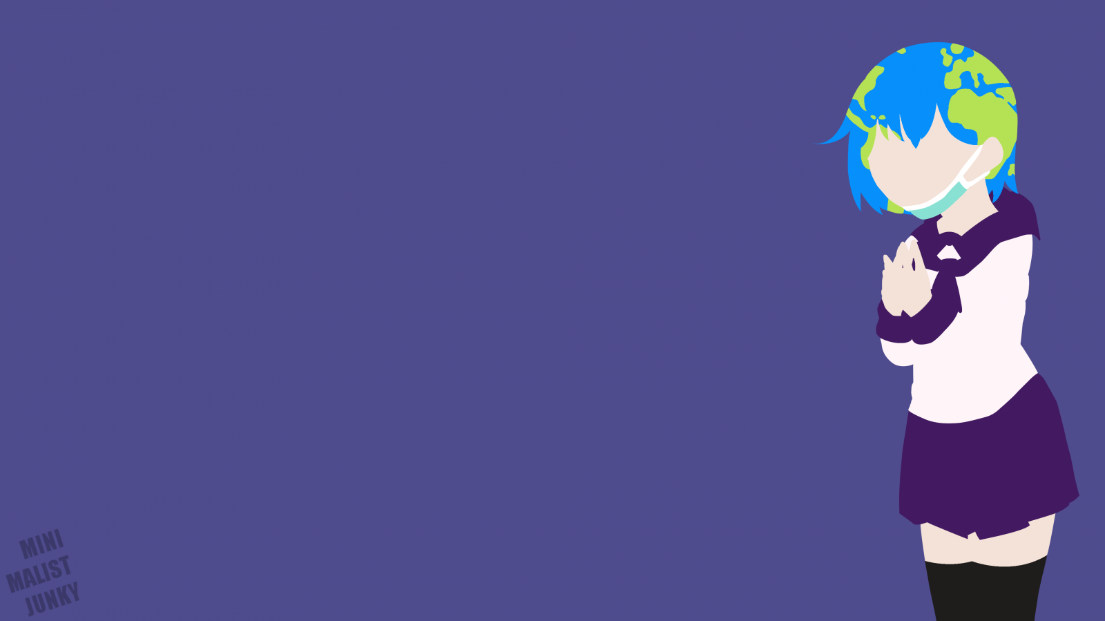 Earth chan, anime dívky, jednoduché pozadí, minimalismus, MinimalistJunky