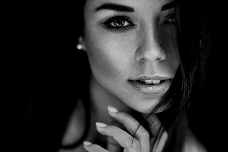 tvář, bílý, Černá, černobílý, model, ženy tvář, bílý, Černá, černobílý, model, ženy