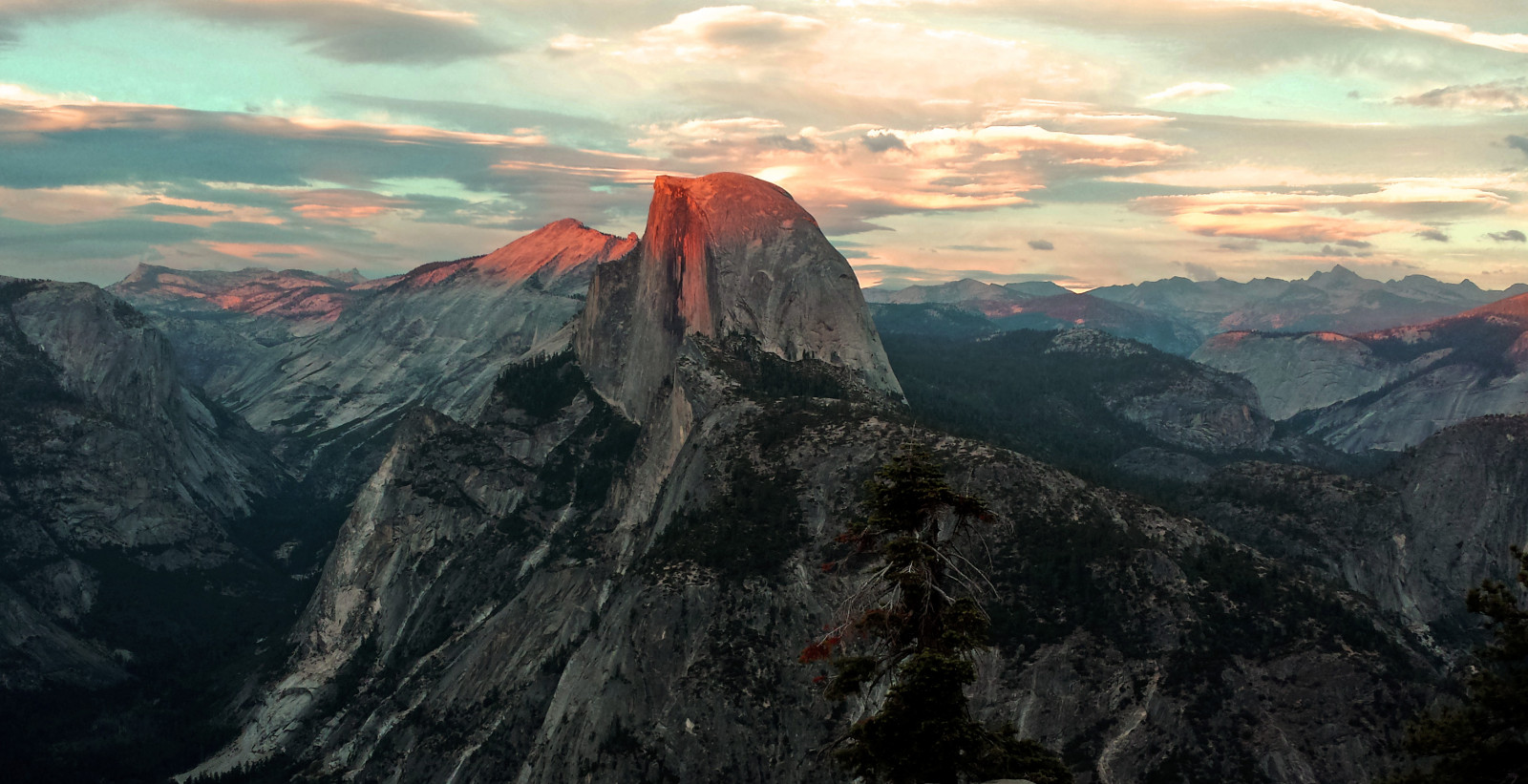 západ slunce, Červené, letní, slunečnímu záření, hory, barva, Příroda, barvy, oheň, smog, zakalený, národní, Yosemitský národní park, výška