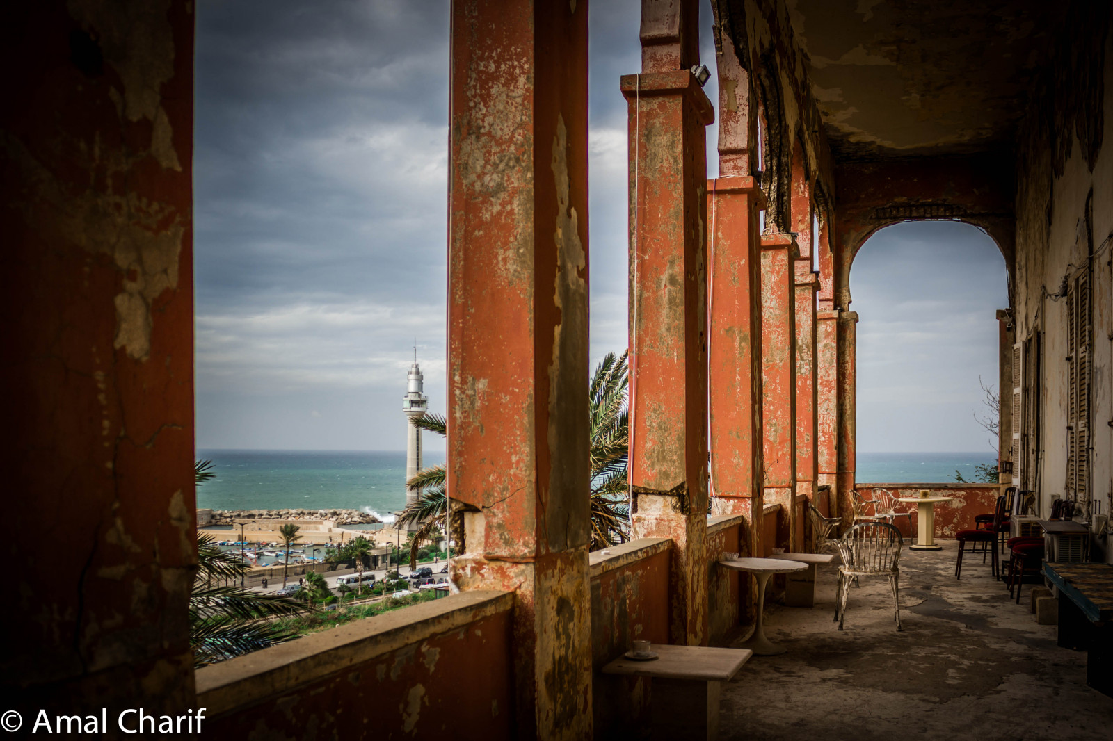 starý, okno, moře, město, středozemský, architektura, budova, nebe, maják, růže, sloupec, růžový, pohovka, Beirut, Libanon, UMĚNÍ, Pohled, renovace, Manara, rosehouse, lamaisonrose