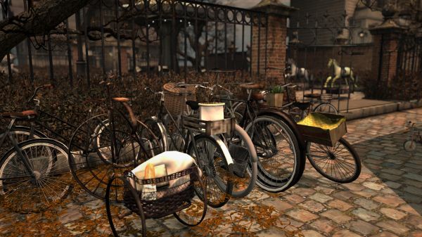 old,city,3D,bicycle,motorcycle,vehicle