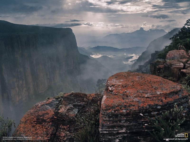 landskab, vandfald, klippe, natur, kyst, klint