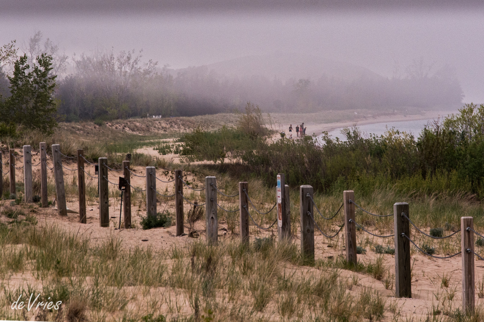 rodina, pláž, mlha, záliv, písek, Procházka, duna, Michiganské jezero, traviny, příspěvky, Glenhaven, Spací pytel, beautifulcapture, fantasticnaturegroup