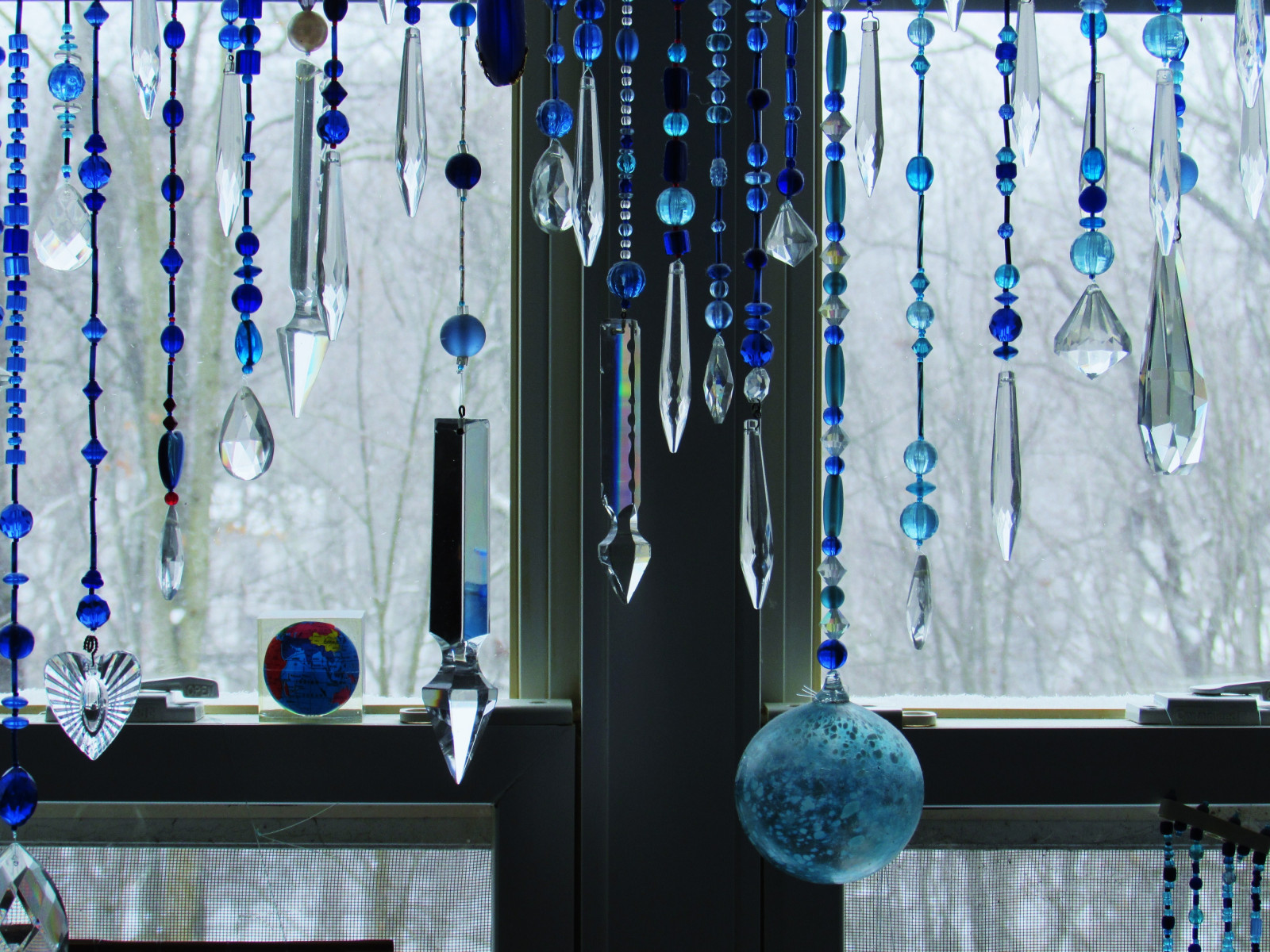 Wallpaper : window, blue, ice, glass, beads, icicle, interior design ...