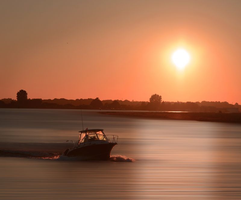 horizont, západ slunce, uklidnit, nebe, svítání, odraz