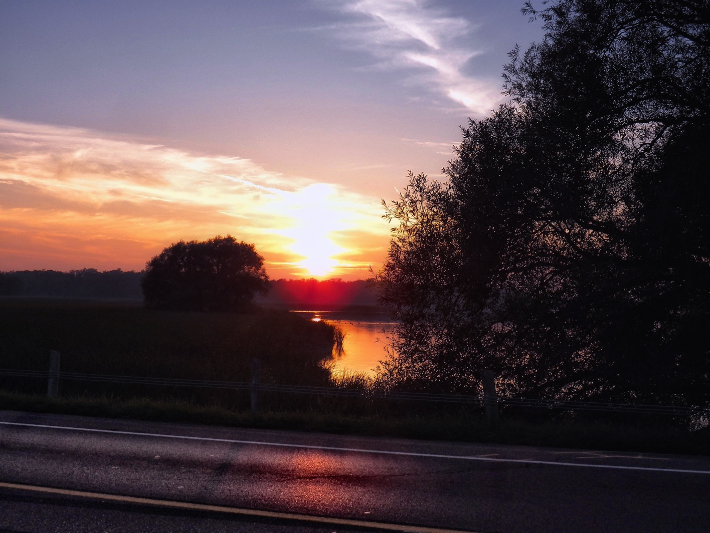 solnedgang, afspejling, silhuet, flod, grandriver, Dunnville, abigfave