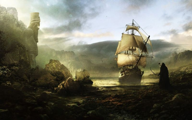 1920x1200 px, UMĚNÍ, umělecká díla, loď, fantazie, oceán 1920x1200 px, UMĚNÍ, umělecká díla, loď, fantazie, oceán