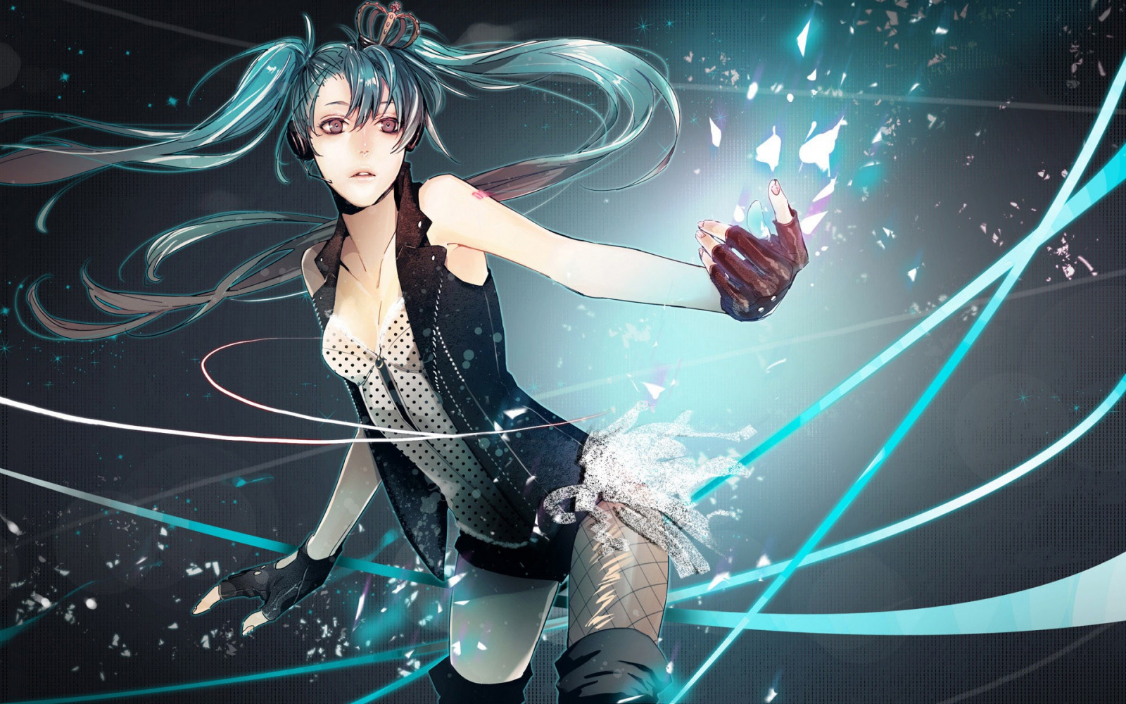 ภาพประกอบ, อะนิเมะ, สาวอะนิเมะ, Vocaloid, Hatsune Miku, กางเกง, นักกีตาร์, ประสิทธิภาพ, เวที, ภาพหน้าจอ, วอลล์เปเปอร์คอมพิวเตอร์