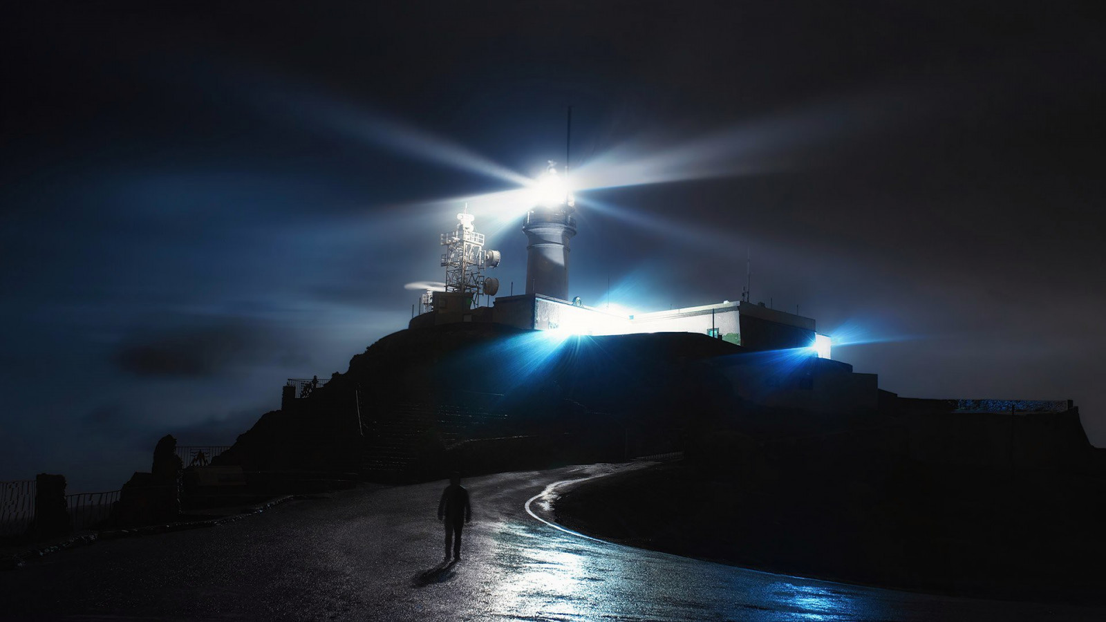 ประภาคาร, มืด, ไฟ, อาคาร, กลางคืน