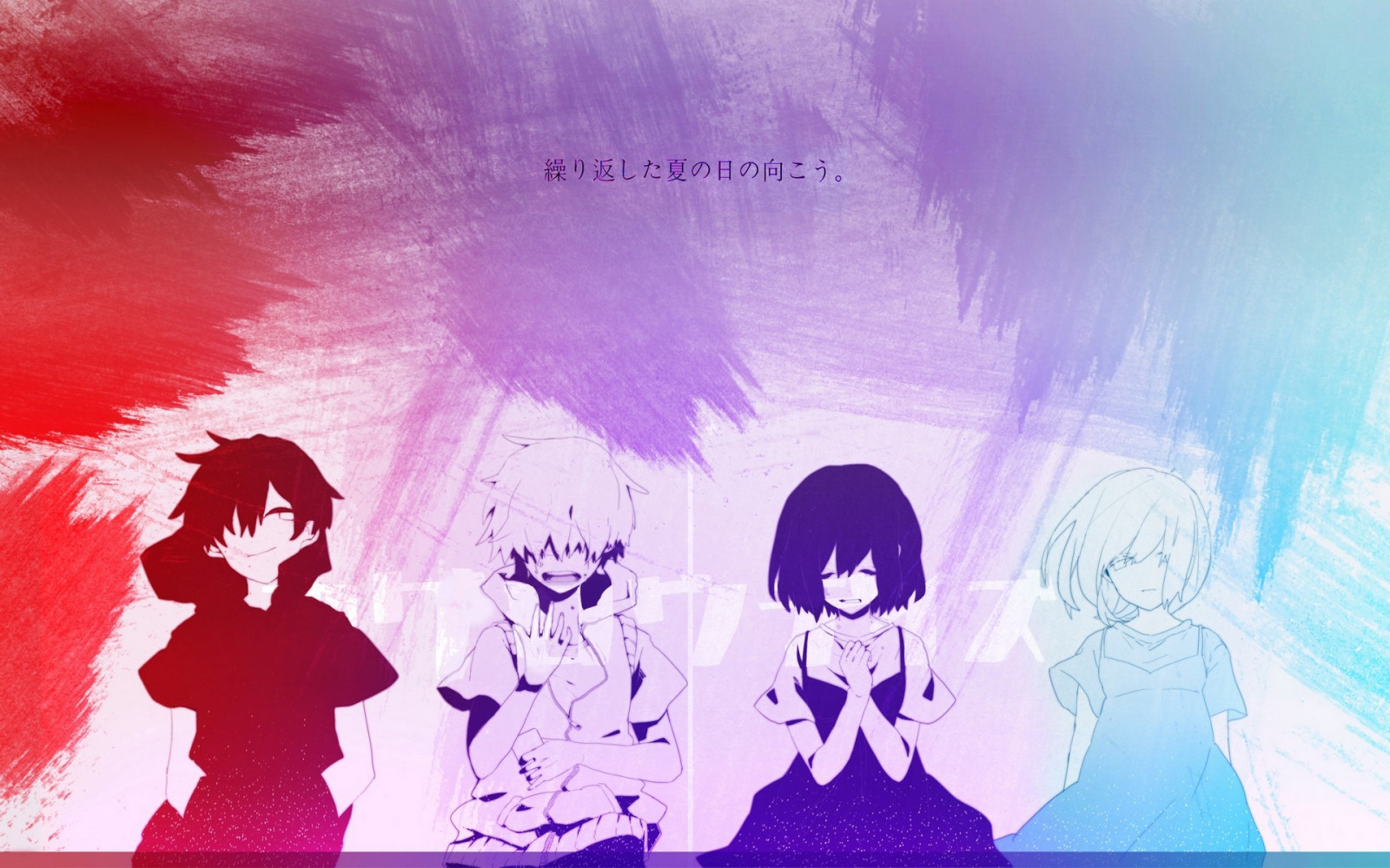 výkres, ilustrace, anime, pláč, Kagerou Project, modlí, Amamiya Hibiya, Asahina Hiyori, skica, Snímek obrazovky, počítač tapeta