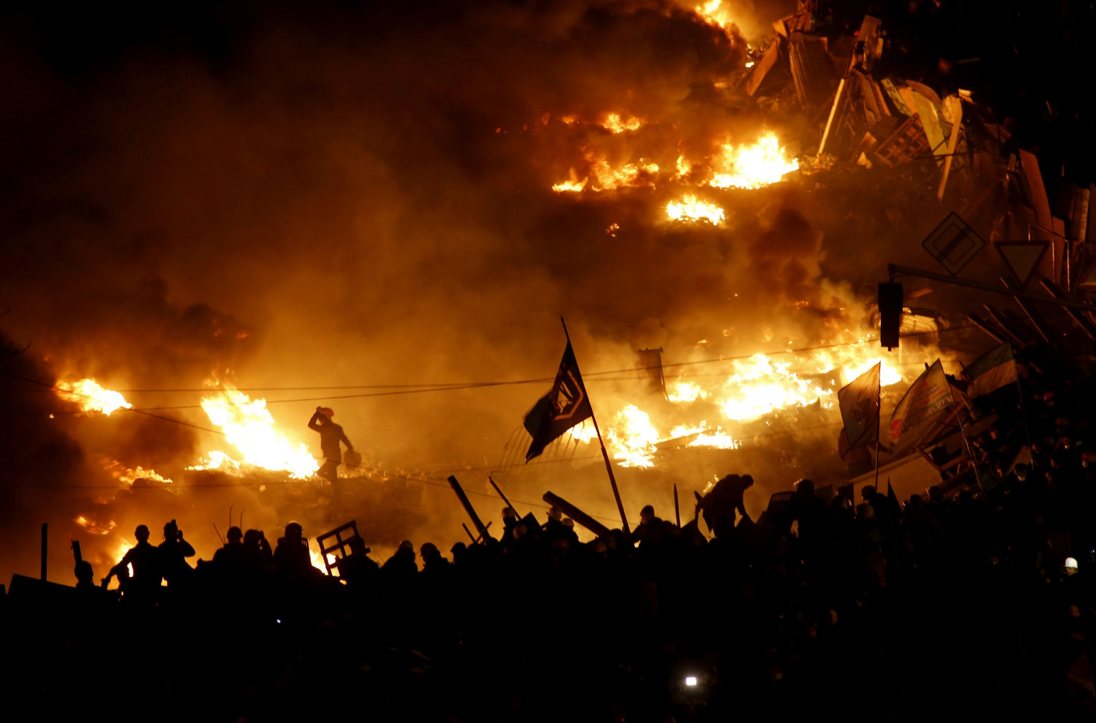 brand, Ukraine, ukrainsk, Kyiv, Maidan, flamme, bål