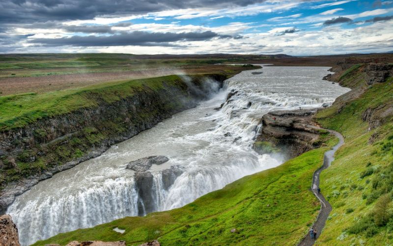 landscape, sea, water, nature, coast, waterfall