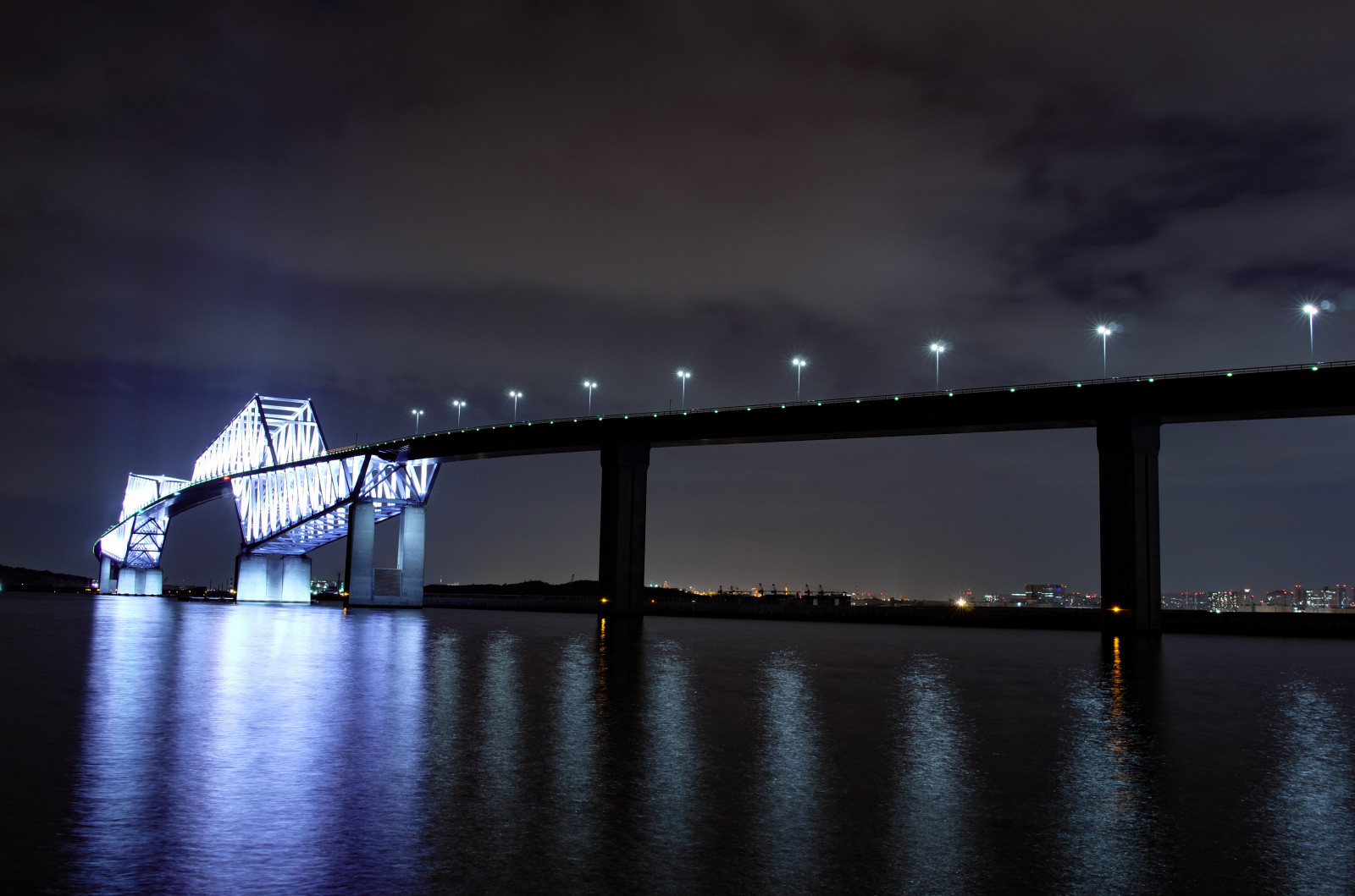 Japan, night, architecture, reflection, sky, evening, bridge, dusk, Leica, Tokyo, Jp, light, cloud, dawn, illuminated, illumination, darkness, t, landmark, tokyobay, tokyogatebridge, leicat, summicront235, summicron, t235, nonbuilding structure