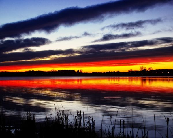 sunset,sea,reflection,sky,clouds,sunrise