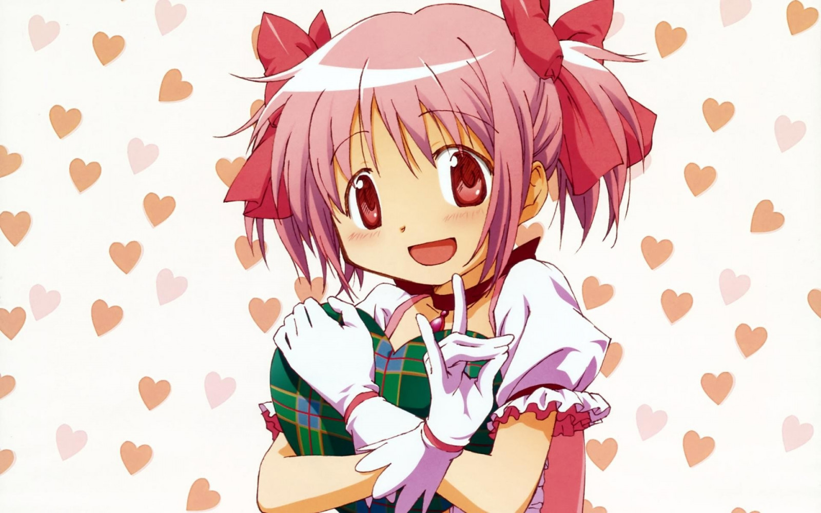 anime, dívka, legrační, ruka, držení, srdce, box, překvapení