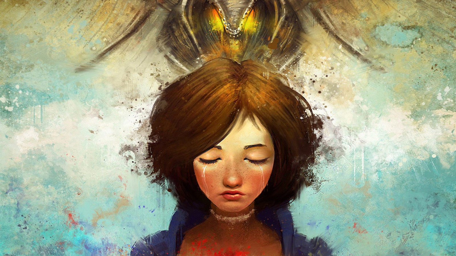 malování, ilustrace, portrét, BioShock, Elizabeth BioShock, BioShock Infinite, mytologie, UMĚNÍ, barva, oko, akrylová barva