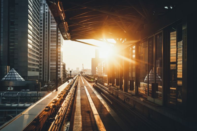Giappone, tramonto, città, paesaggio urbano, notte, luce del sole Giappone, tramonto, città, paesaggio urbano, notte, luce del sole