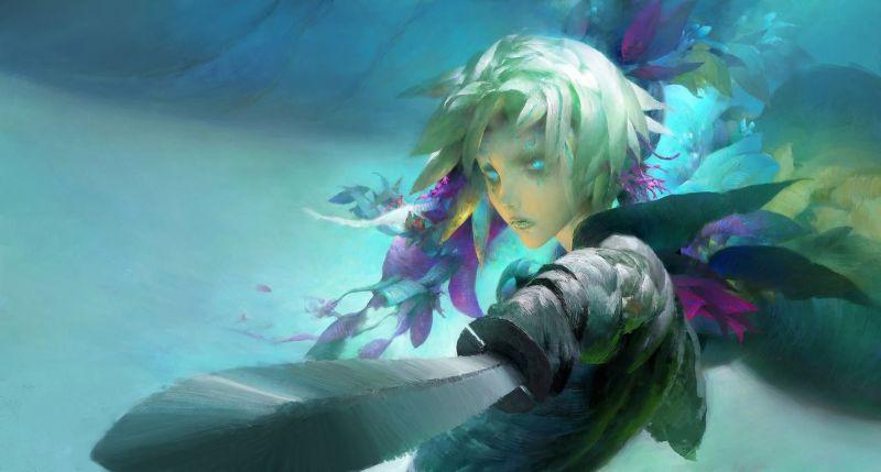 Art fantastique, Anime, bleu, sous-marin, costume, capture d'écran