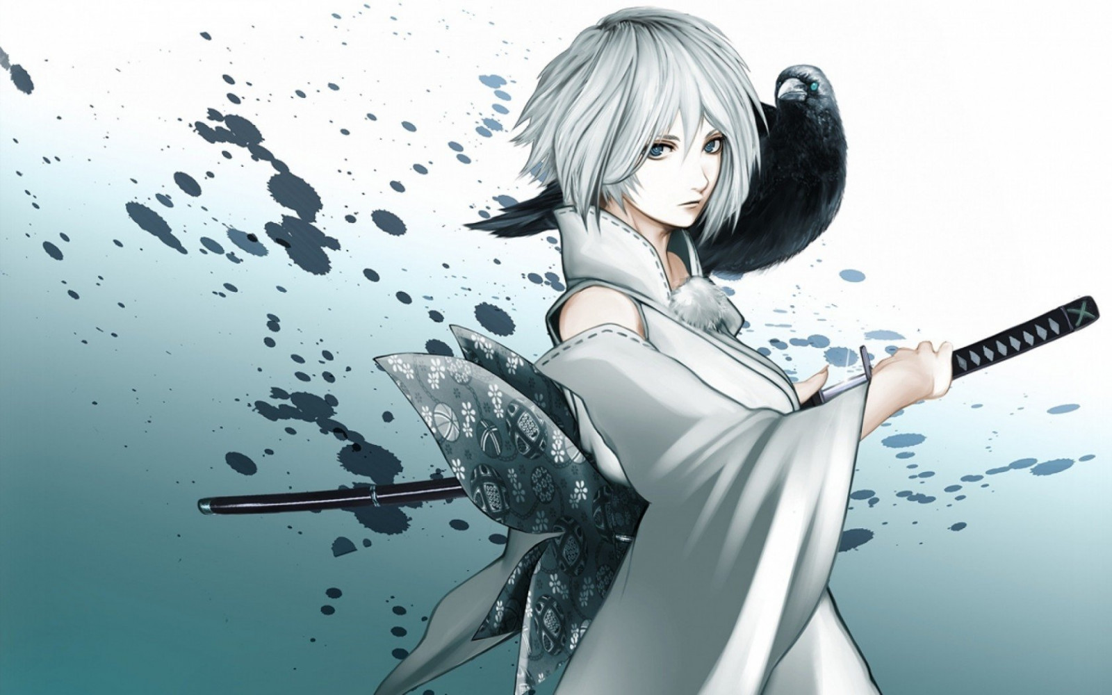 Wallpaper 1680x1050 px, anime, ART, Bleach, butterfly, girl, katana