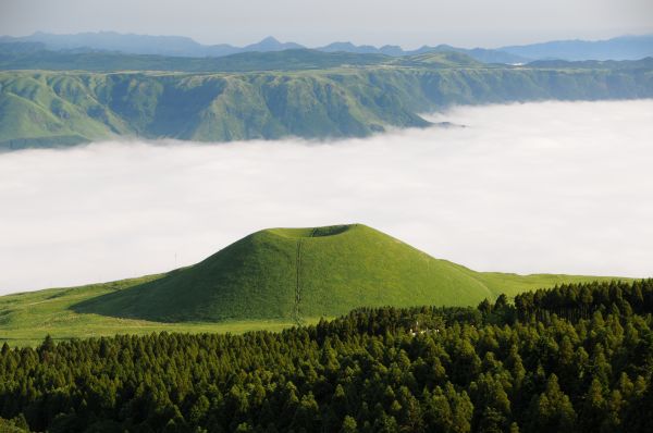 nature,Japan,landscape,hill,lake,field