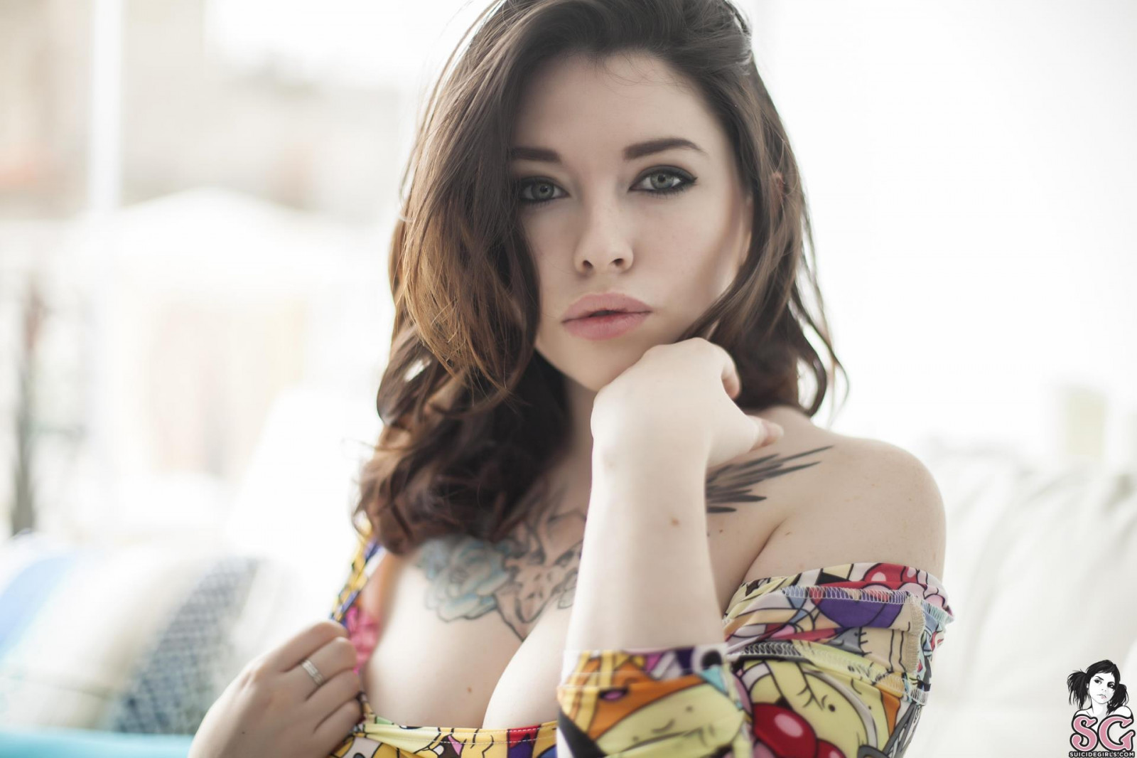 face, cleavage, pornstar, tattoo, Suicide Girls, women, Voly Suicide