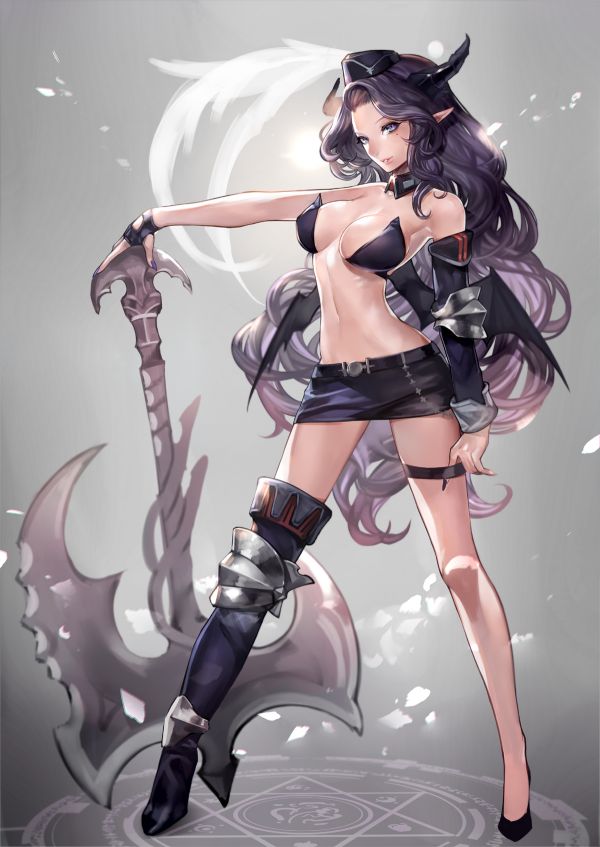 original characters,cleavage,horns