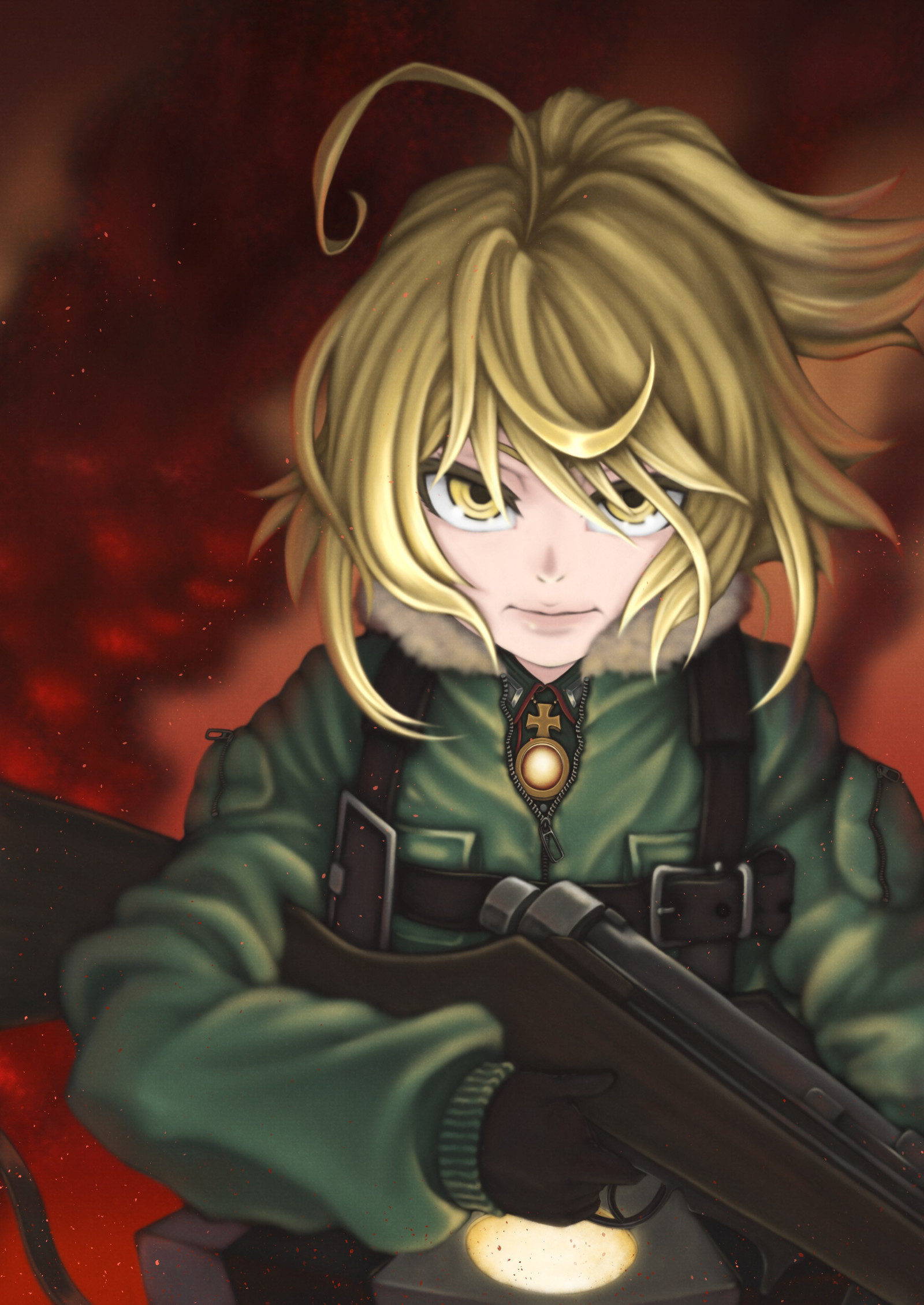 ภาพประกอบ, ปืน, อะนิเมะ, Youjo Senki, Tanya Degurechaff, ทหาร, ภาพหน้าจอ, มังงะ